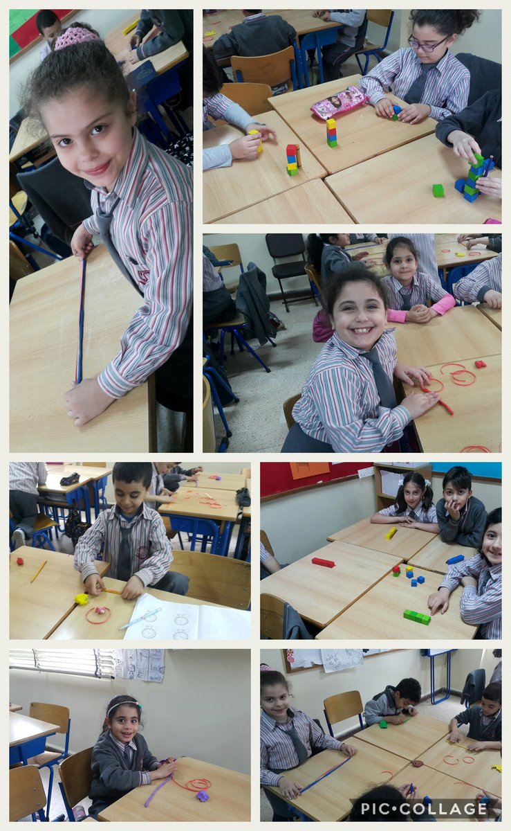 Lara_Lahib's tweet photo. One accurate measurement is worth a thousand expert opinions. Gr 2 learners explore measurements throughout measuring the lenghts of different objects #playdough #cubes #crayons #FunMath @MakAishaSchool https://t.co/JWOyGCeXef