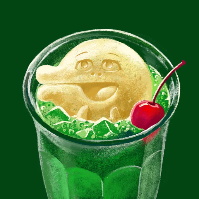 クリームソーダのおいしい季節になってきたキュ～🍹🐬 