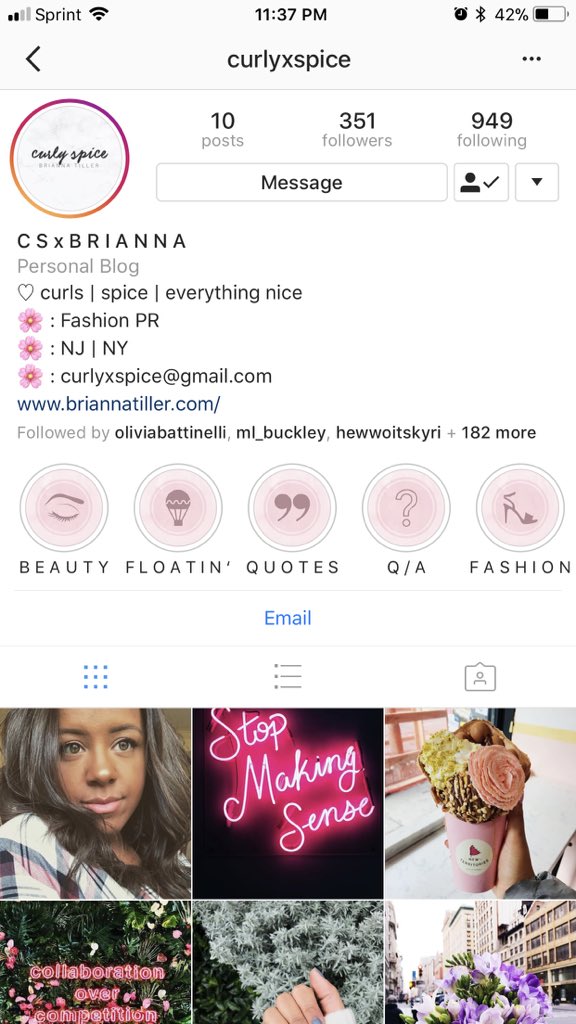briannantiller's tweet photo. Been working super hard on reconstructing my website and instablog! Follow me on Instagram, @curlyxspice 🌸 https://t.co/oGDV8lNRb1