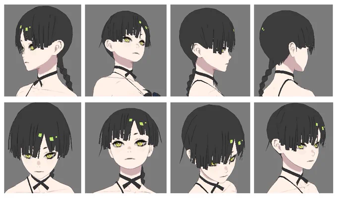 法線関連技術を日本アニメ向けに使うのがここ数年間すごく発達して、作るのが楽しい日々です、昨日、法線技術使わない時の話してましたけど、法線関連技術を使うアニメの顔はこんな感じで(作業用軽いシェーダーでして画質悪いです)影や線画を出したい味で作れるんですよ～ぉ♡ 