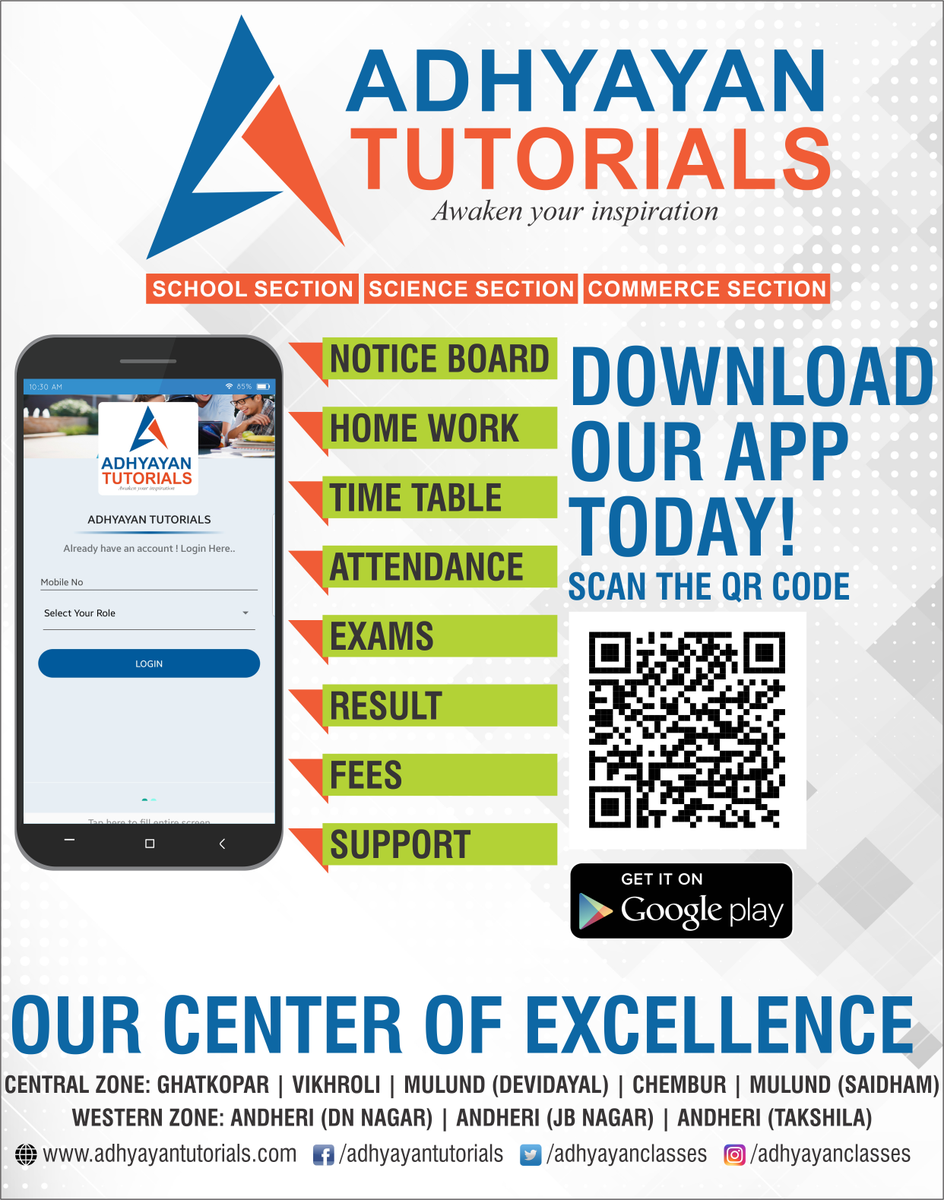 AdhyayanClasses's tweet photo. DOWNLOAD OUR APP TODAY!
#Download #Adhyayan #AdhyayanTutorials #AndriodApp #PlayStore #Andriod #AT #ATApp https://t.co/V1M9pspzUX