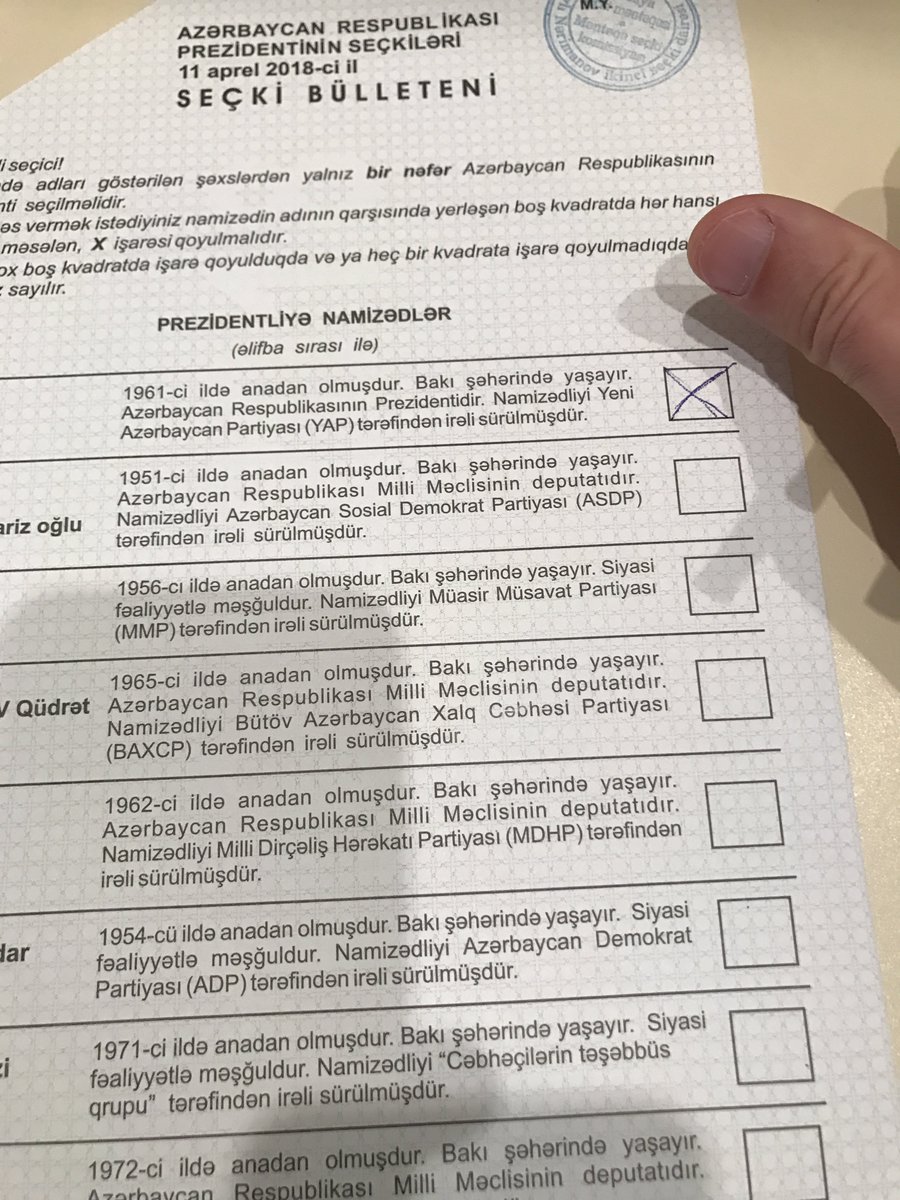 AHabibbayli's tweet photo. 11 aprel Prezident seçkiləri. Səsimiz Prezident İlham Əliyevədir !
#IlhamlaIreli #İlhamAliyev2018 #IlhamAliyev #presidentialelections2018
#Azerbaijan #Azərbaycan #11Aprel https://t.co/U7OIkexCHp