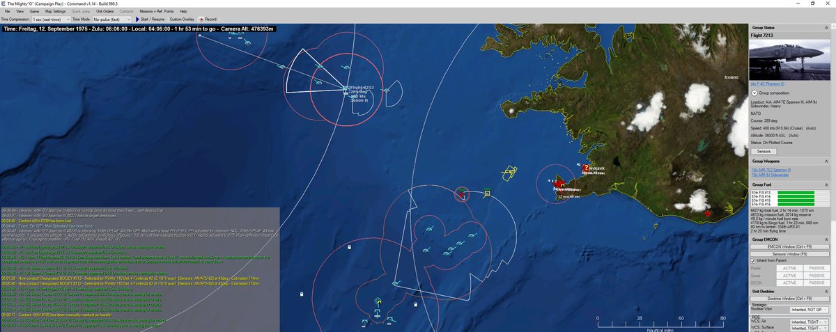 CommandDevTeam's tweet photo. "Keflavik NAS is left a smoking wreck as all aircraft return to the carrier" - #CMANO #NorthernInferno AAR #7 - The Mighty "O" https://t.co/a1Gf5i81XY https://t.co/JyFiAwMLqp