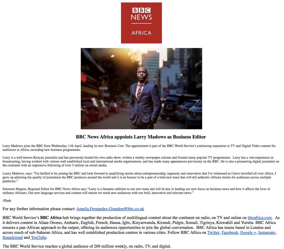 LarryMadowo's tweet photo. I'm thrilled to be joining the BBC https://t.co/CH6rtJhwY1