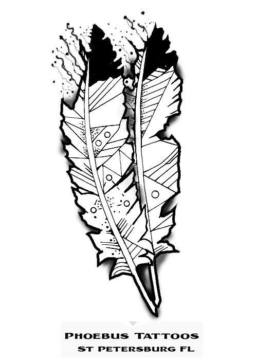 Geometric Feather Tattoo