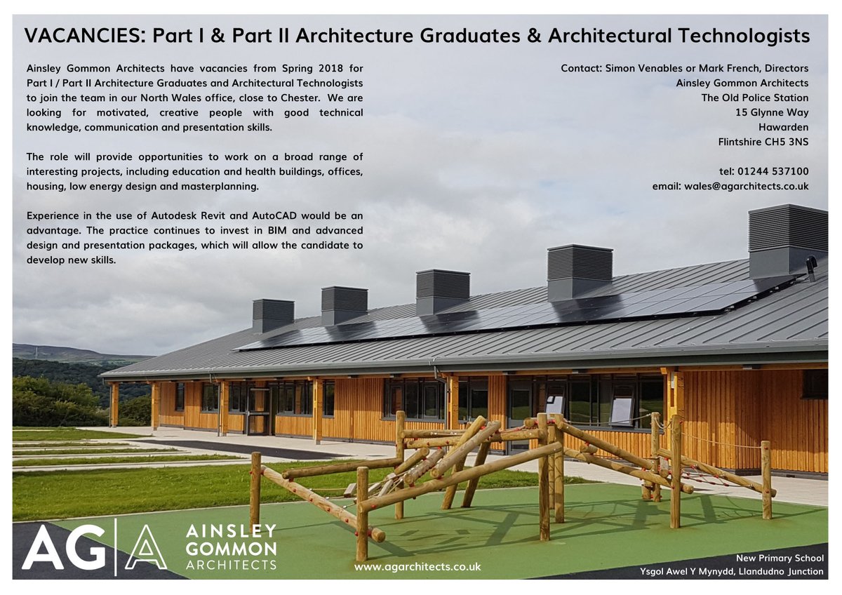 Ainsley Gommon (@agarchitects) on Twitter photo We have vacancies for Part I & Part II Architecture Graduates & Architectural Technologists in our North Wales office close to Chester: <a href="/The_RSAW/">RSAW</a> <a href="/RIBANorthWest/">RIBA North West</a> <a href="/CIATNorthWest/">CIAT North West Region</a> @CIATcymru #job #vacancies #architecture #Wales #Chester We have vacancies for Part I & Part II Architecture Graduates & Architectural Technologists in our North Wales office close to Chester: <a href="/The_RSAW/">RSAW</a> <a href="/RIBANorthWest/">RIBA North West</a> <a href="/CIATNorthWest/">CIAT North West Region</a> @CIATcymru #job #vacancies #architecture #Wales #Chester