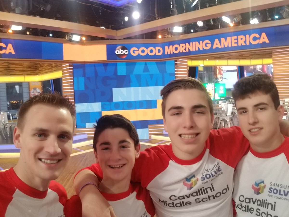HarveyUSR's tweet photo. So excited for Cavallini middle school on @GMA for Samsung Solve For Tomorrow Winners announcement! #SolveForTomorrow #steam https://t.co/4gM07ByPrk
