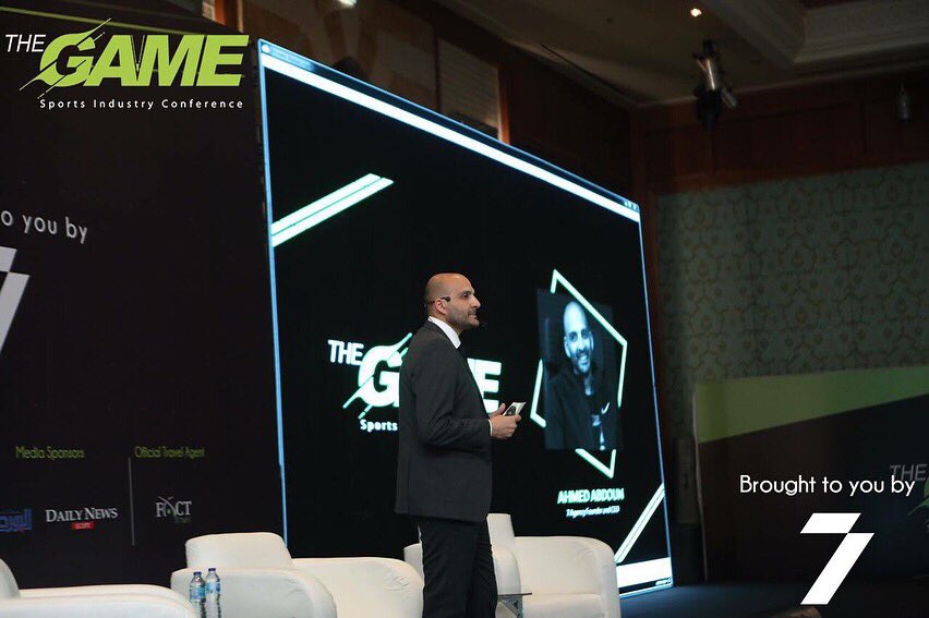 GameSportsConf's tweet photo. The Founder / CEO of 7 Agency Egypt , Ahmed Abdoun 
introducing Egypt’s first sports industry conference, The Game!
#TheGame #SportsIndustry #Conference #TheGameSIC #GameSportsConf #SportsEducation #EgyptAgency. https://t.co/eBMJCC2KEA