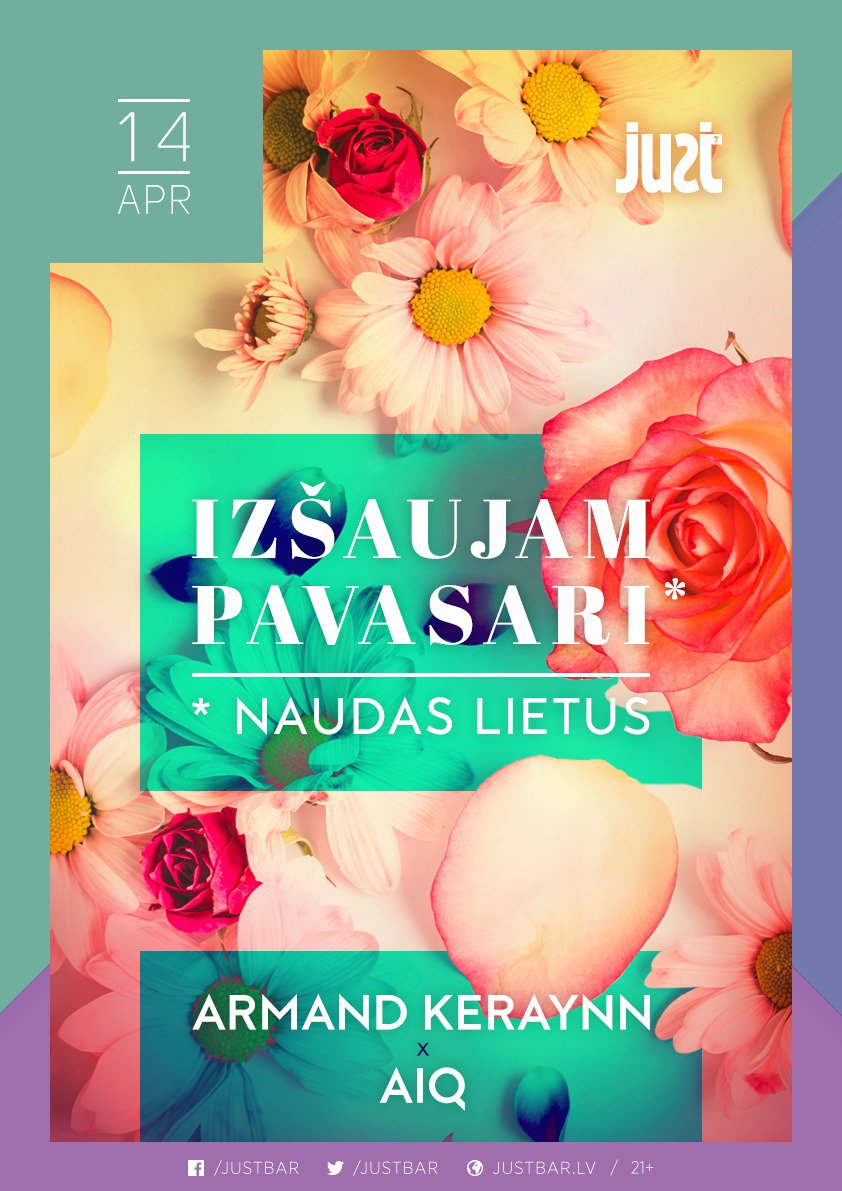 Pavasais ir ieradies un esam soli tuvāk vasarai! Šonedēļ visus gaidam <a href="/Just_Bar/">Just Bar</a>  uz īstu pavasara sagaidīšanas nedēļas nogali. Iegriezīsim kartīgu ballīti.