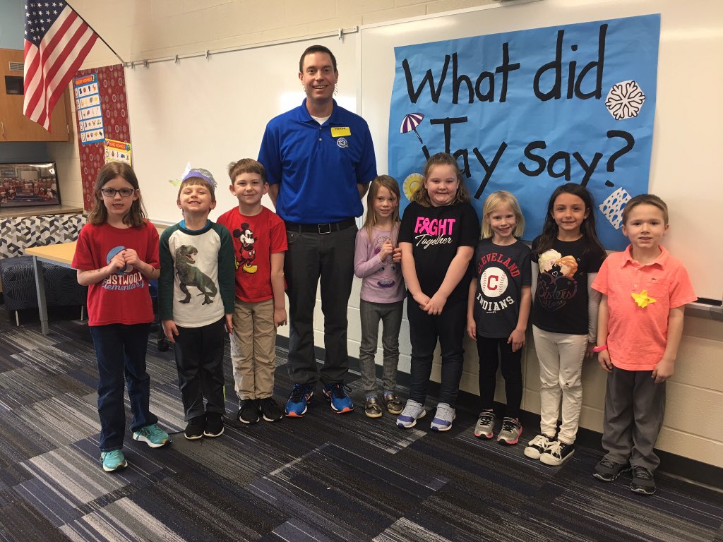 mrschudzinski's tweet photo. Thanks @JayBerschback for teaching our kindergarten classes about weather on Friday! We loved learning about what you do! We even loved watching ourselves on tv! @els_eagles @Principalwank https://t.co/saTkZhBGFT