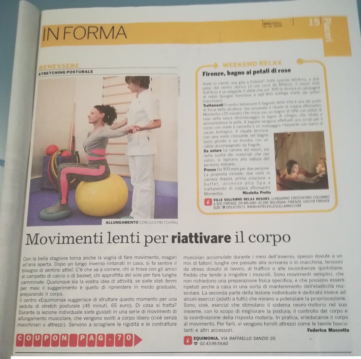 RobertaLucchini's tweet photo. Equimonìa su ViviMilano (inserto Corriere della Sera). Abbiamo studiato e realizzato un trattamento specifico ed utile per questo periodo dell'anno dedicato a coloro che desiderano riprendere l'attività fisica gradualmente oppure incrementare la propria prestazione sportiva! https://t.co/I97wm4P8tL