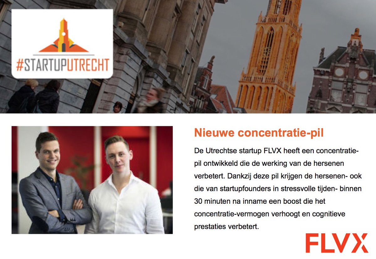 Gisteren werden we genoemd we bij Startup Utrecht: FLVX is ook geschikt voor ondernemers! #startup #Utrecht #nootropics