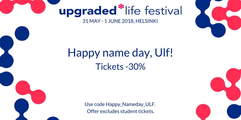 UpgradedFi's tweet photo. It's our name day! Well, Ulf's. In the spirit of Nordic collaboration we borrowed the date from the Swedish calendar, and to honour the occasion, we're giving you a 30% discount off tickets for #ULFFI!

Get your tickets here: https://t.co/Bg0JLlCl9o https://t.co/kVDlzjtodJ