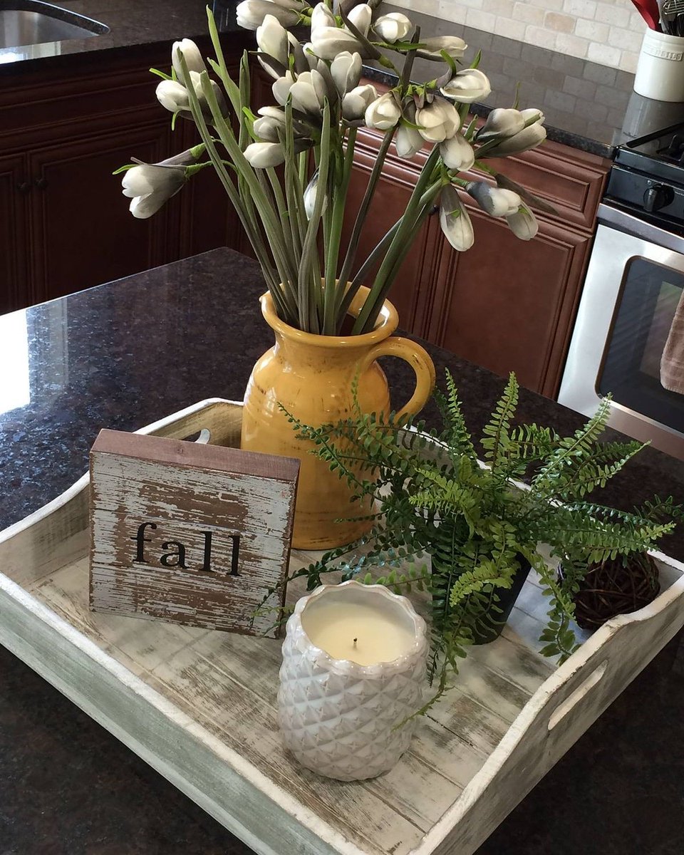 CraftHse's tweet photo. Perfect decor idea for a kitchen island or peninsula! Tray makes it simpler to move out of the way when using counterspace. 

#homedecor #stylingtrays #kitchenisland #peninsula #TalkToPastorChris #TheEvilCliqueAtJudiciary #AMLiveNTV #GMITM #WhatWomenWant Champions League Narok https://t.co/Um8Ss1E3mp