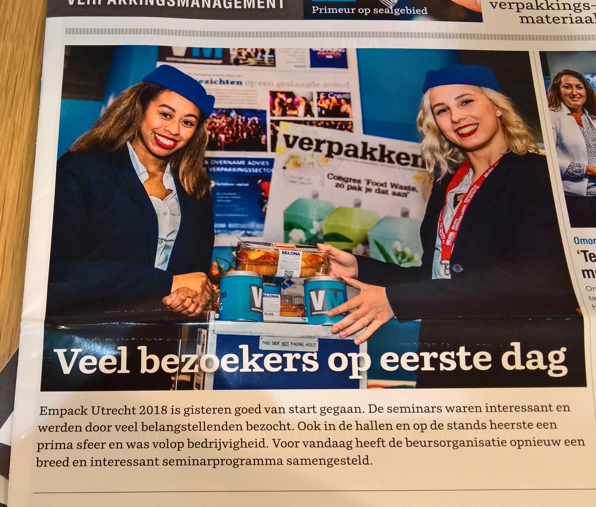 "Veel bezoekers op eerste dag" Empack 2018 Utrecht, onze dames op de voorpagina :)