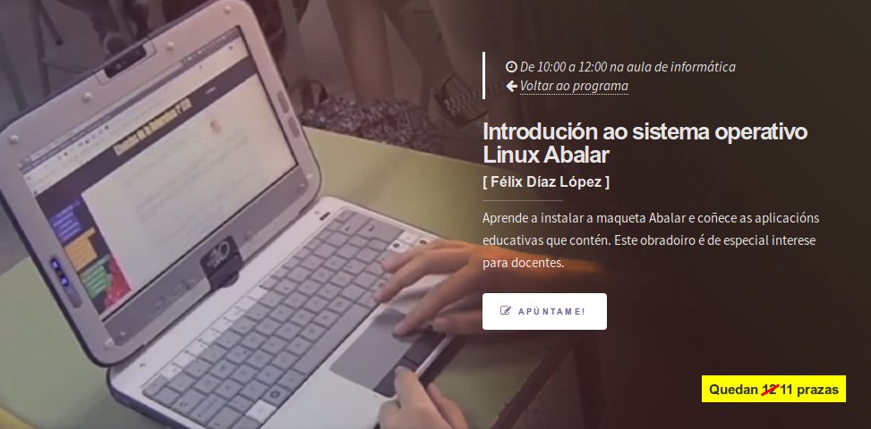 Aprende a instalar a maqueta Abalar e coñece as aplicacións educativas que contén. Este obradoiro é de especial interese para docentes. Con Félix Díaz López. #QuedanPrazas #LibreTeo #LibreTeo2018 libreteo.gal