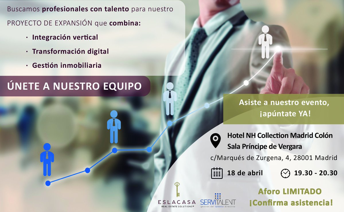 BUSCAMOS TALENTO PARA INCORPORAR A NUESTRAS OFICINAS

¿Eres un apasionado del mundo de la venta? ¿Te gustaría formar parte de un proyecto de expansión dentro del sector inmobiliario? Te invitamos a conocer en profundidad nuestro proyecto. ¡Apúntate YA! goo.gl/jwExgJ