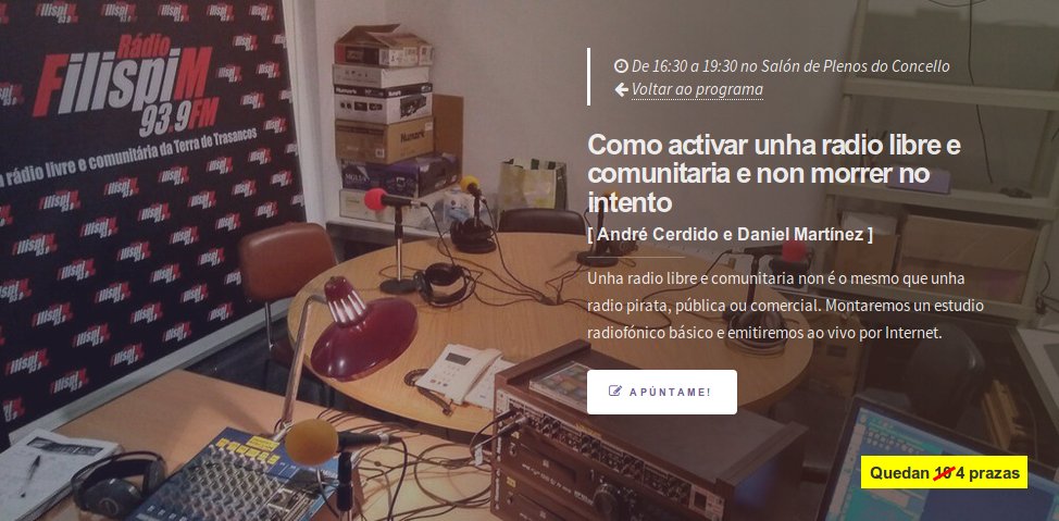 Unha radio libre e comunitaria non é o mesmo que unha radio pirata, pública ou comercial. Montaremos un estudio radiofónico básico e emitiremos ao vivo por Internet. Con André Cerdido e Daniel Martínez #QuedanPrazas #LibreTeo #LibreTeo2018 libreteo.gal