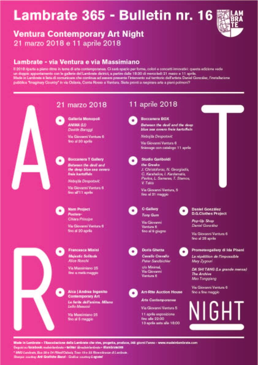 Ciao Lambratesi... Ci siamo! 
Eccoci giunti all'appuntamento del quartiere di Lambrate con l'arte 🎨 💫
Vi aspettiamo stasera a partire dalle 18.00 per la Ventura Comtemporary Art Night!
Scopri di più ➡️ bit.ly/evento-fb-art-…
#Lambrate365 #ilovelambrate