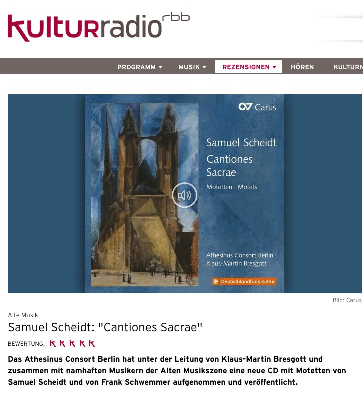 [😊📀 #CD] Herausgabe unserer CD #Scheidt « Cantiones Sacrae » ! @Kulturradio_rbb, Astrid Belschner : « Dabei gelingt es den Sängerinnen und Sängern trefflich, sich aneinander anzupassen, um diesen homogenen Gesamtklang hervorzubringen » kulturradio.de/rezensionen/cd… 💮💮💮💮💮