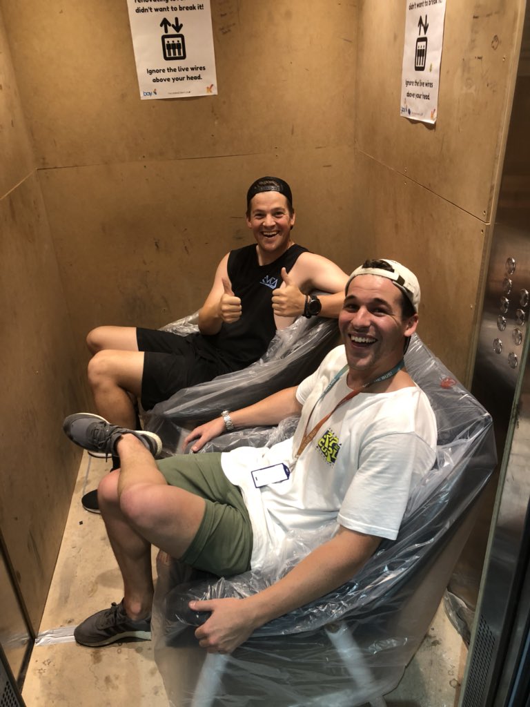 BayFMGM's tweet photo. When you’re moving studios, who else do you call for help! Thanks Andy and Ben, those @Ninecomau @TheBlock skills came in handy....now get back to work dammit!! @bayfm939 https://t.co/XvNyKjvpQe