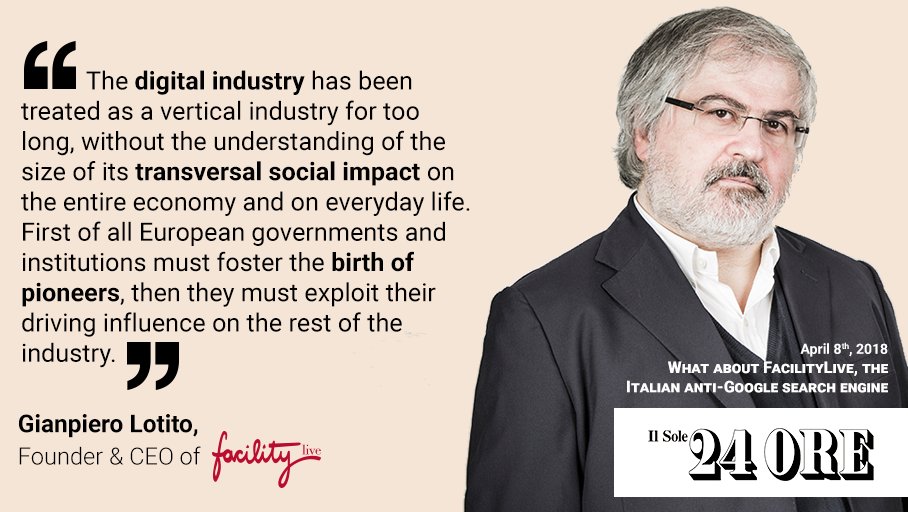 “The #DigitalIndustry has been treated as a vertical industry for too long, without the understanding of the size of its transversal social impact on the entire economy and on everyday life.” @GianpieroLotito interviewed by @sole24ore. bit.ly/FLSole24ORE