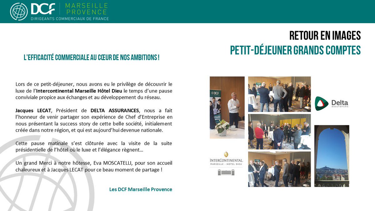 DCFMarseille's tweet photo. Retour en images sur notre dernier petit-déjeuner grands comptes au sein de l' @ICMarseille . J. LECAT Président de @deltaassurances nous a fait le plaisir de venir partager son expérience en nous présentant l'histoire du groupe. #DCF #intelligencecommerciale @FederationDCF https://t.co/sZgyJbDYFz