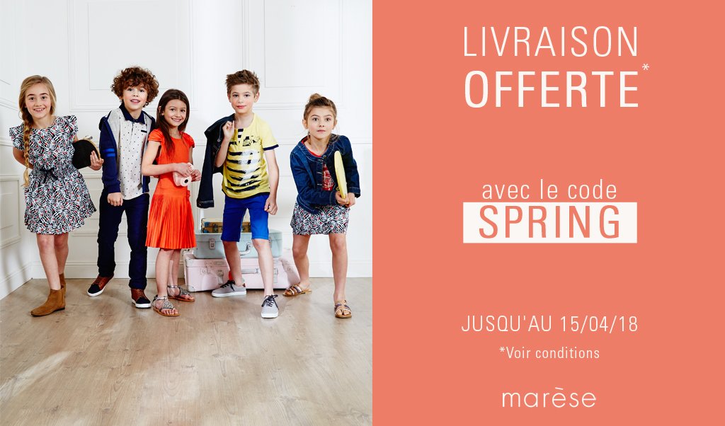 boutique_marese's tweet photo. 😍Profitez de la livraison GRATUITE* sur notre site jusqu'au 15/04/18 avec le code SPRING ! 🌸🌞 *Voir conditions sur notre site.
#spring #freedelivery #fashionkids #marese #modeenfant #marese2018
► https://t.co/TezwyqYIOd https://t.co/0dxoXuzhje