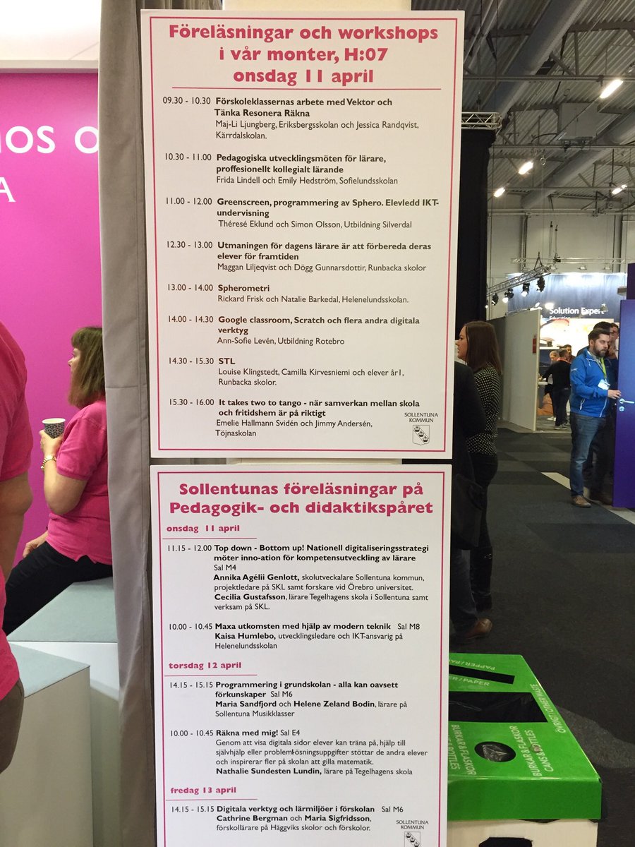 Proffesionellt kollegialt lärande på SETT med Frida och Emily. Kom och inspireras av våra duktiga lärare och elever i rosa montern. #solskol #sett2018