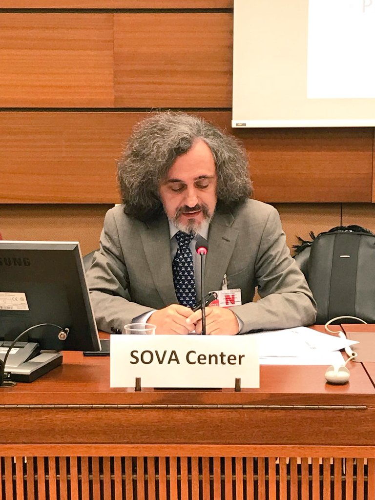 UPRinfo's tweet photo. .@sova_center is discussing several themes during #Presessions including freedom of expression online, media freedom and the right to peaceful assembly #UPR30 https://t.co/lVkLMW2hIu
