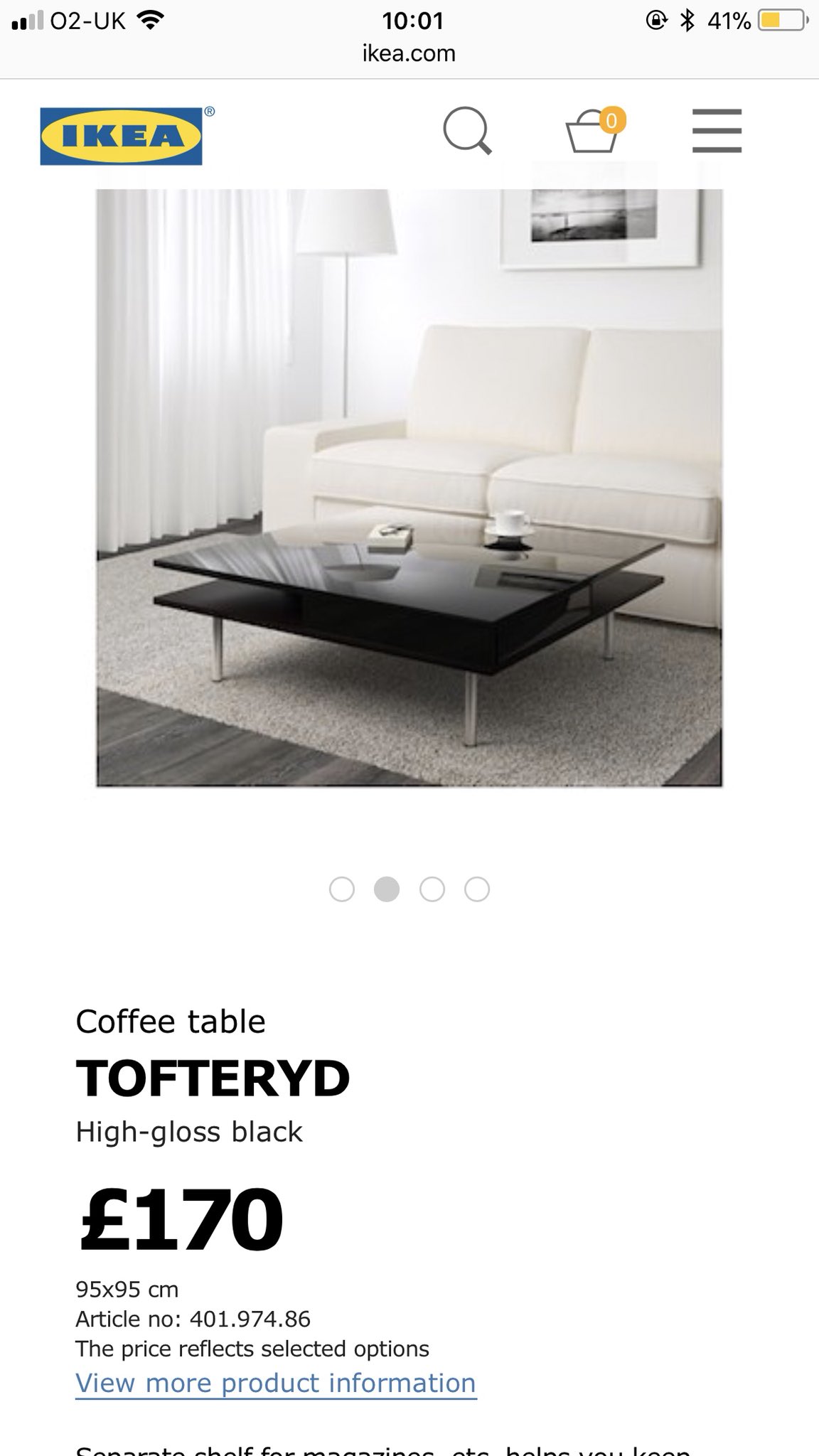 Tofteryd coffee table online high gloss black