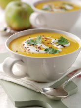 Another great use for Bramley apples is to add them to soups. Try this tasty spiced carrot, Bramley #apple and lentil #soup and serve with crusty bread for all the family to enjoy. #familymeals vegetarianliving.co.uk/recipes.php?do…