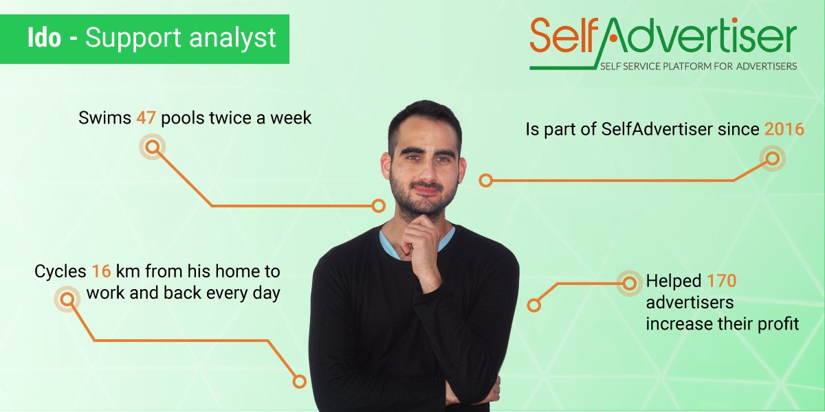 Introducing Ido... This week’s #MeetOurTeam features Ido, our outstanding analyst! 
He eats, drinks, breathes and thinks numbers  
#SelfAdvertiser #trafficsource #affiliatemarketing #DigitalMarketing
