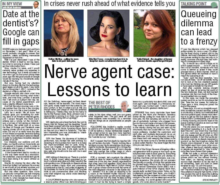We have The Best of Peter Rhodes, Mark Andrews with his In My View column, and topical issues in Talking Point. Every week in the Chronicle