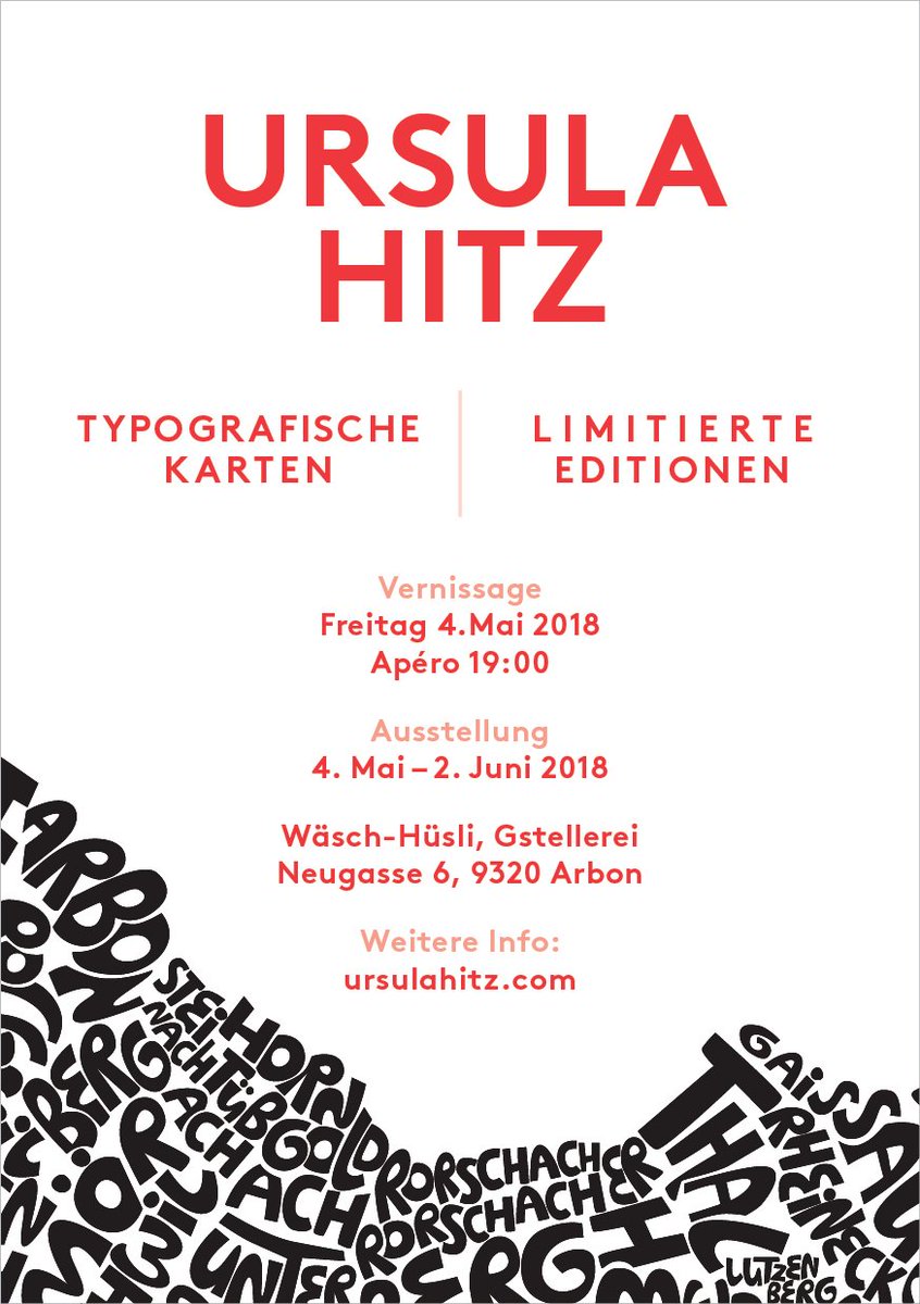 UrsulaHitz's tweet photo. Save the Date! Ursula Hitz - Ausstellung Typografische Karten, Limitierte Editionen #Vernissage #Apero #siebdruck #typografie #stadtkarten
Mehr info: https://t.co/ponvvFVCtC https://t.co/EutQp5kNMg