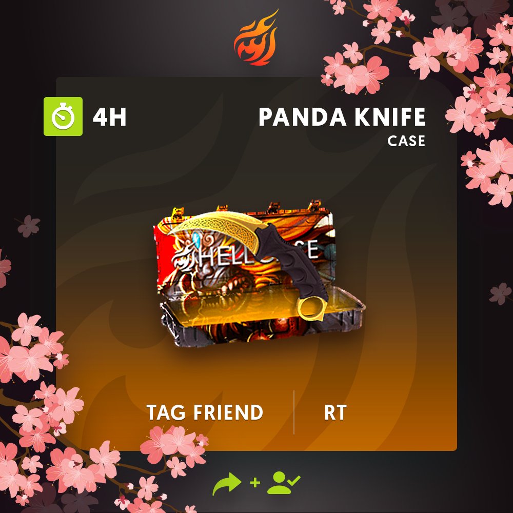 hellcase's tweet photo. 🔥Get daily money https://t.co/rSkv0LsJxK   
🔥Follow us + RT
🔥Tag your friend
💰The prize is Panda Knife Case by 105$!
⏳A winner in 4h! https://t.co/8ArsvfYJG6