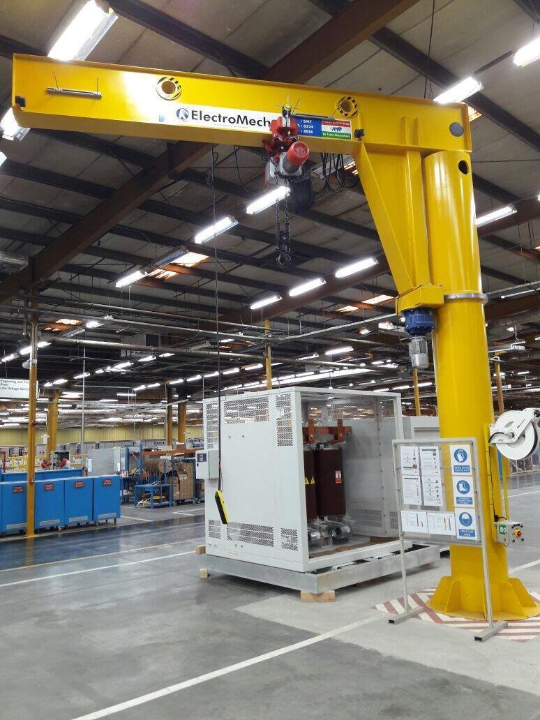 From big cranes to small, ElectroMech has it all.

In the photos are a couple of small workstation Jib Cranes (3t &amp; 0.5t SWL) supplied to a power electrical assembly plant in Saudi Arabia.

Visit us at emech.in to know more.

#ElectroMechEverywhere