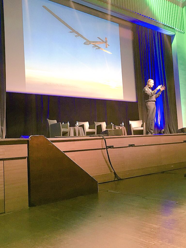 cheyduz's tweet photo. Embrace the unexpected. The incredibly inspiring co-founder of @solarimpulse, Andre Borschberg captivating us at #Sustain2018. (Fellow yogi too!) #NowIsTheTime https://t.co/fp4lKkQQsz