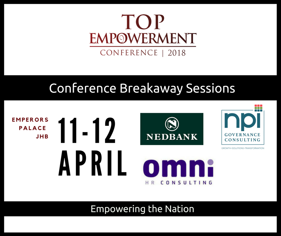 TopEmpowerment's tweet photo. Time to hear from the pioneers leading the way in economic transformation @Nedbank, @BEE_NPI &amp; OMNI HR Consulting #TopEmp2018 #TopEmpowerment https://t.co/md5ZkUT2lH