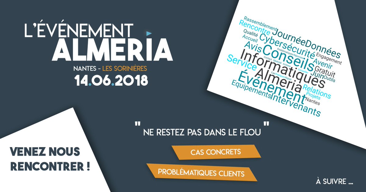 ** Événement ALMERIA**
Envie d'être informé sur les enjeux informatiques ? D'être plus au fait de l'actualité de ce secteur et en tirer avantage pour votre entreprise ? Retrouvez les informations de l'événement sur notre site web ou en suivant ce lien : almeria.fr/evenement/even…