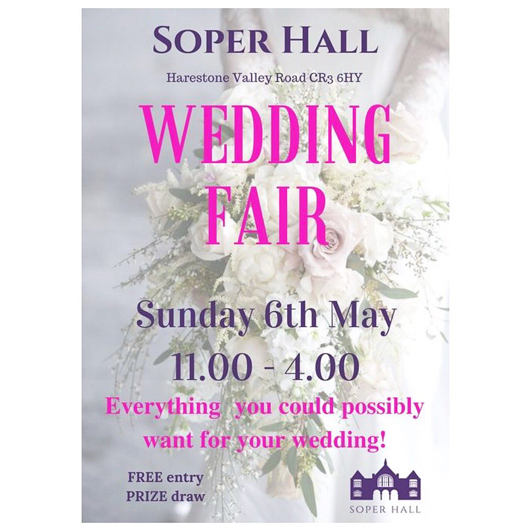 FREE ENTRY! Next month <a href="/SoperHall/">Soper Hall</a> a WEDDING FAIR not to miss brides to be 👰🏻🥂🎩💍

#WeddingPlanning #weddinginspiration #surrey