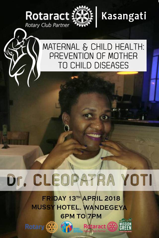 Join us this Friday as we get to learn how to Prevent Mother to child diseases. 
We welcome you all potential Mothers &amp; Fathers.
@rotaract256 
<a href="/D9211Rotaract/">D9211 Rotaract</a>