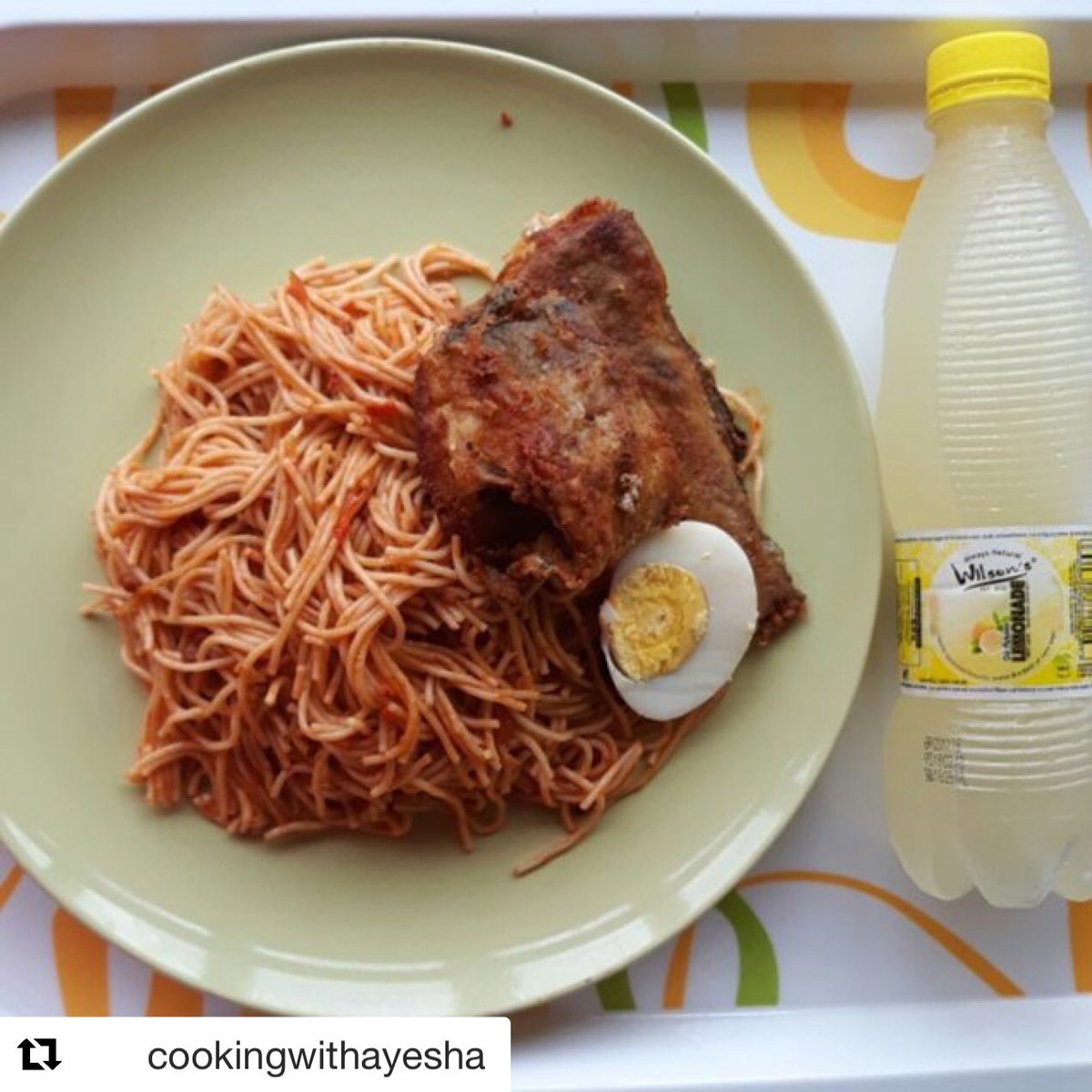 Wilsonslemonade's tweet photo. Have you had breakfast? 
If yes, what did you have ?
🍋.
#Repost @cookingwithayesha with @get_repost
・・・
Breakfast inspiration 
#cookingwithayesha #spaghetti #friedfish #muslimahchef #BBNaija  #halalrecipe  #foodporn #healthyeating #wilsonsmoments #wilsonslifestyle https://t.co/HsJ8MibsUZ