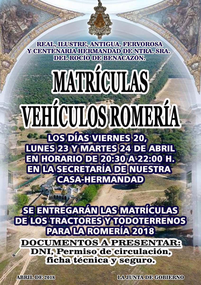 INFORMACIÓN IMPORTANTE DE CARA A LA ROMERÍA 2018