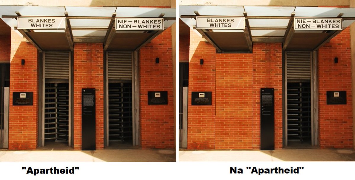 A comparison between #Apartheid and post-"Apartheid" South Africa. Original picture used for illustration apparently taken at the "Apartheid Museum".