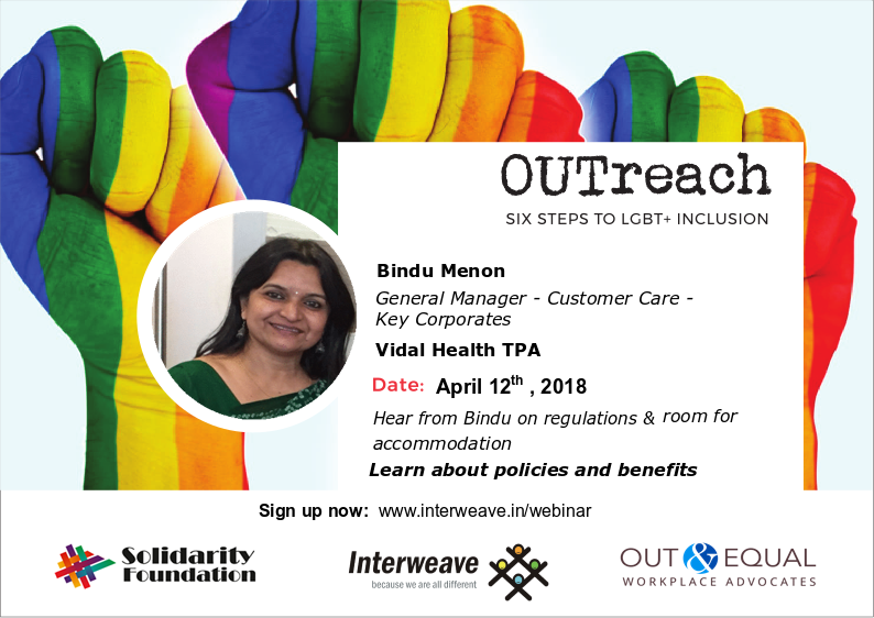 interweavein's tweet photo. 3rd in the series, join the webinar ‘Policies &amp; Benefits’ on 12th April
The speakers are Annice Joseph, Ben Demers, Bindu Menon and Kalpana Veeraraghavan  
Sign up now: https://t.co/At0PHivvRY  
#OUTReach #LGBTInclusion #IndianWorkplace #EqualityAtWork https://t.co/mtzKwNwEWL