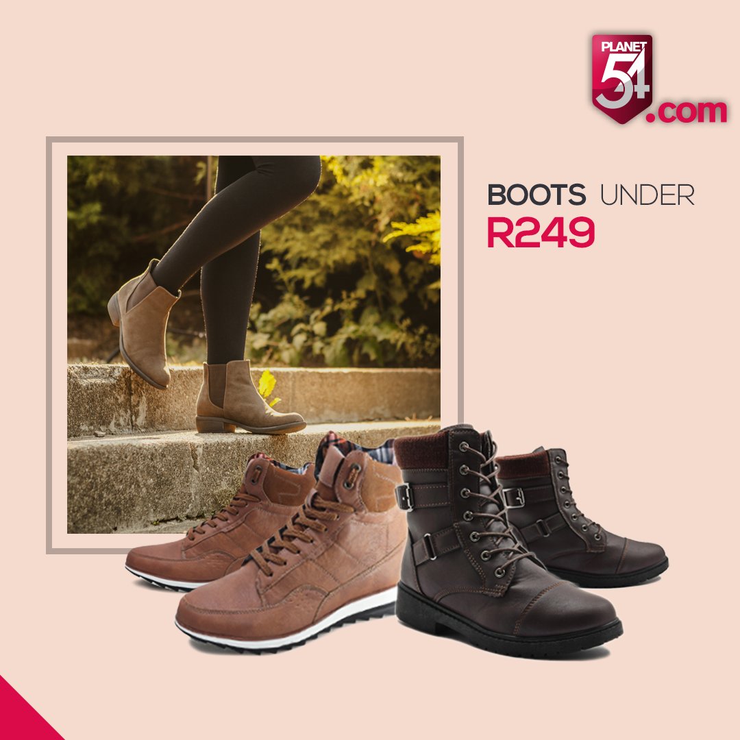 Planet54com's tweet photo. Refresh your winter wardrobe with new boots! Shop these trendy essentials, all under R249 for men and women 🙌 score!
ladiesboots #mensboots #boottrends #booties #sexyboots#winterfashion #instafashion#valuebuys
Warm up your feet when you visit https://t.co/kb54HA544o https://t.co/PPX2SMlEKj