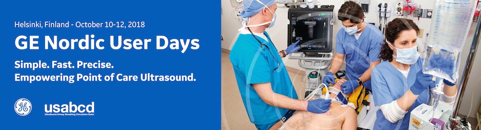 Ultrasound training for anesthetists and emergency physicians: GE Nordic User Days are coming to Helsinki in 2018. Early bird fee available. See full programme and register here: usabcd.org/genordicuserda…