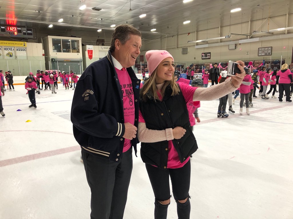 JohnTory's tweet photo. I joined students and staff today from Gordon A. Brown Middle School, Selwyn Elementary School &amp; Presteign Heights Elementary School to celebrate #DayofPink, a day to fight against bullying, discrimination and homophobia. https://t.co/JvB5XfHAa4