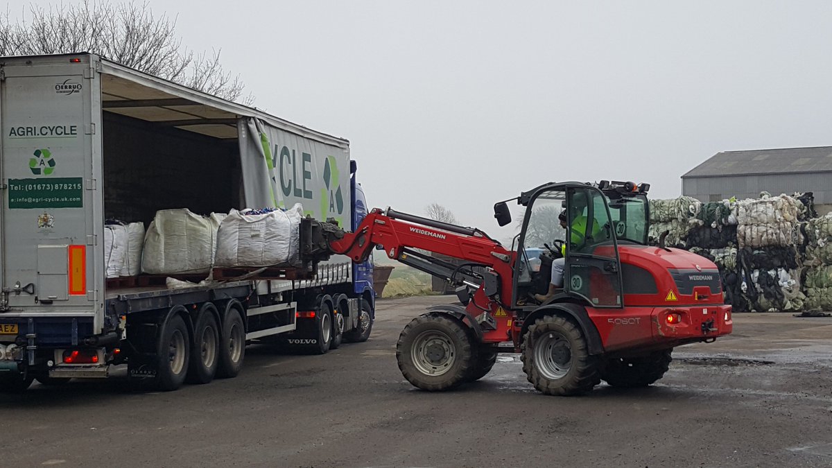 Agricycle's tweet photo. A busy morning here at @Agricycle with our visitor Kate Sweeting from BBC News, reporting on our shotgun cartridge waste recycling scheme. Pictured is Kate Sweeting speaking with Robert Moore, Managing Director of Agricycle. https://t.co/o9sF9XwsWW